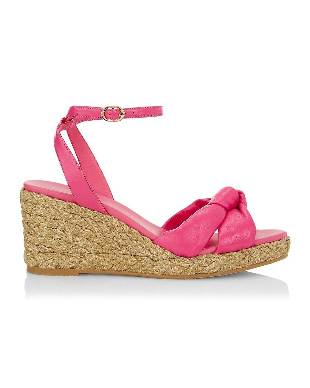 Stuart Weitzman Playa Knot Espadrille Wedge Sandals in Pink | Lyst