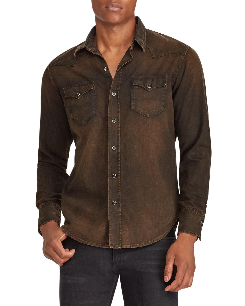 Polo Ralph Lauren Western Denim Shirt in Brown for Men | Lyst