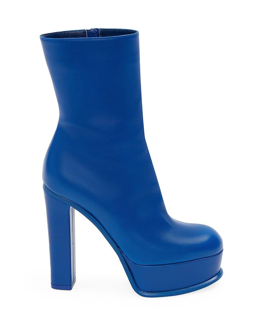 Alexander McQueen Leather Platform Boots in Blue | Lyst