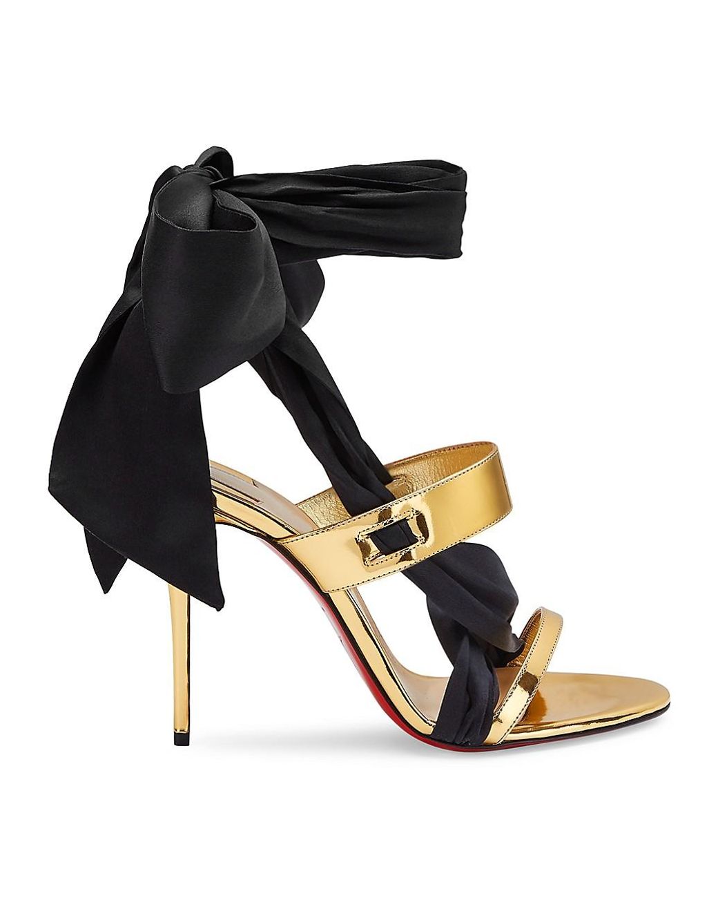 Christian Louboutin Foulard Cheville Satin Ankle-tie Sandals in Black | Lyst