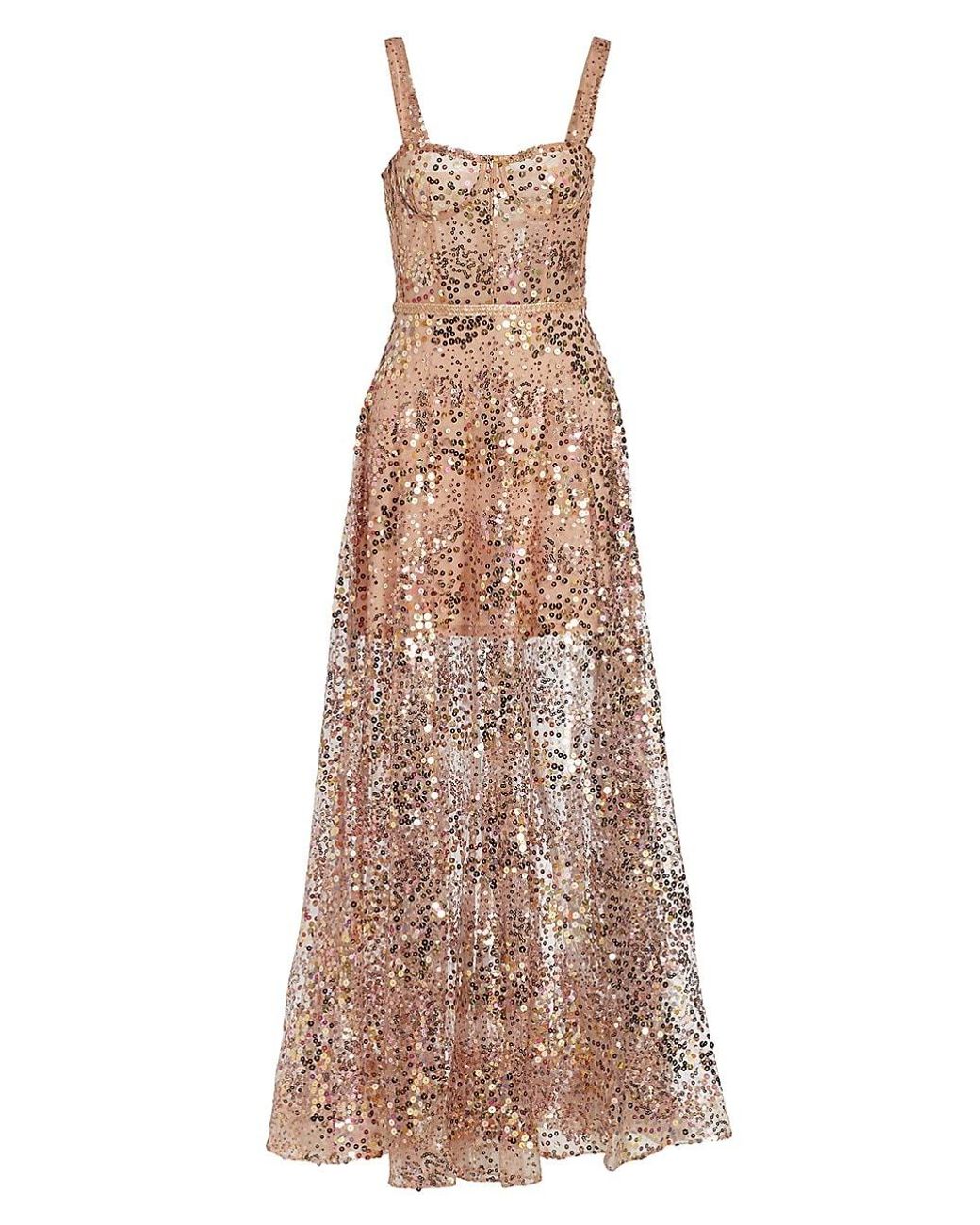 Bronx and Banco Midnight Gold Sequined Gown in Natural | Lyst