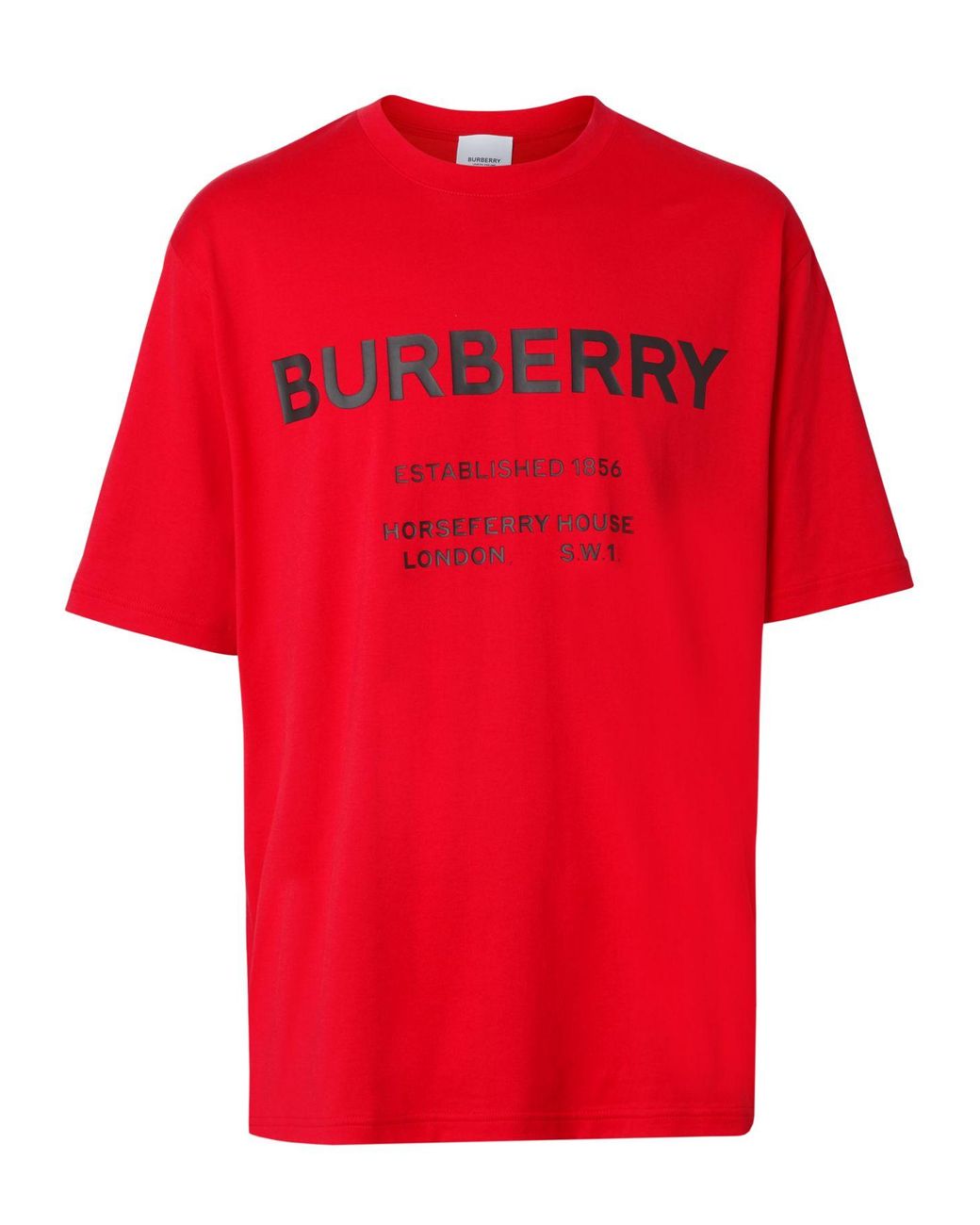 Burberry Established Addressed Logo Tee in Bright Red (Red) for 