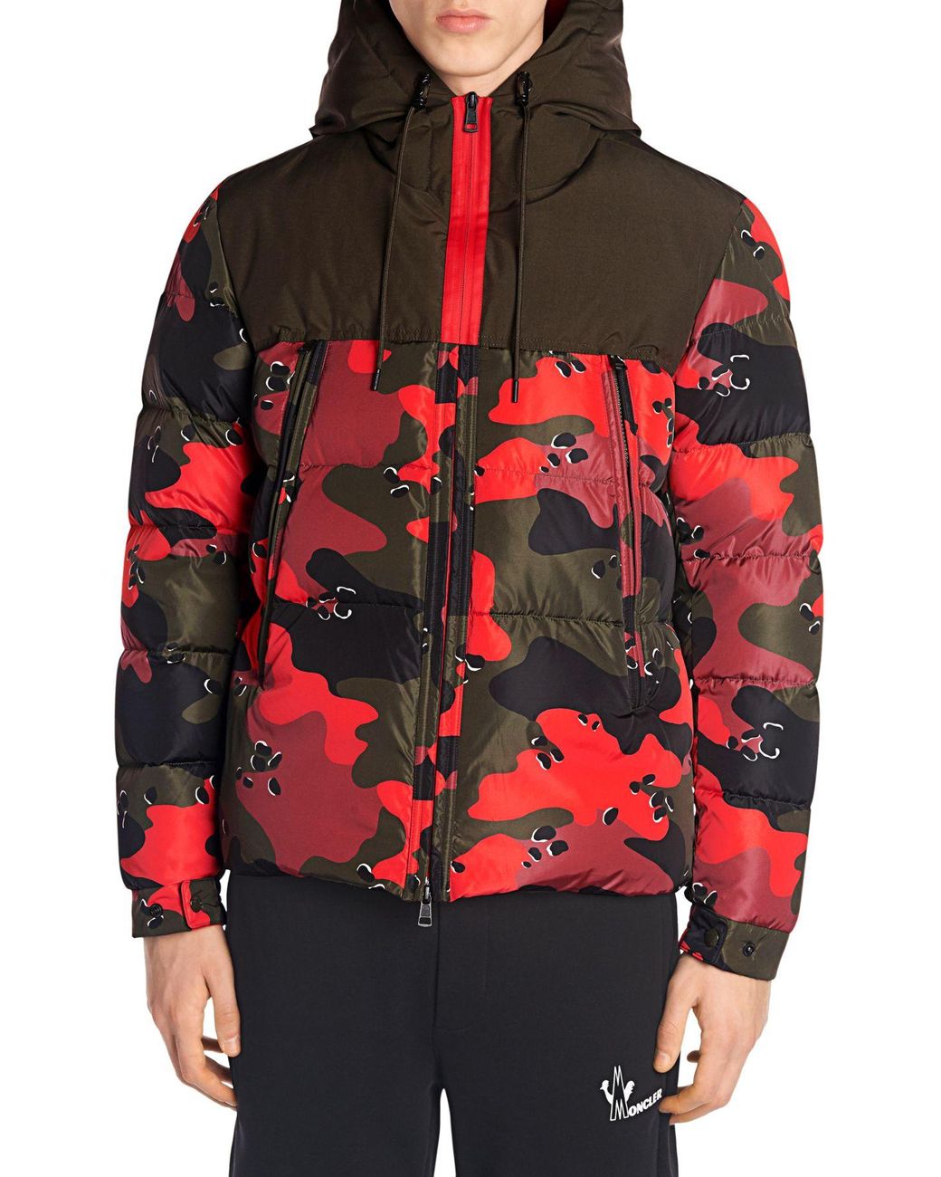 Moncler Eymeric Camouflage Down Puffer Jacket in Red for Men | Lyst