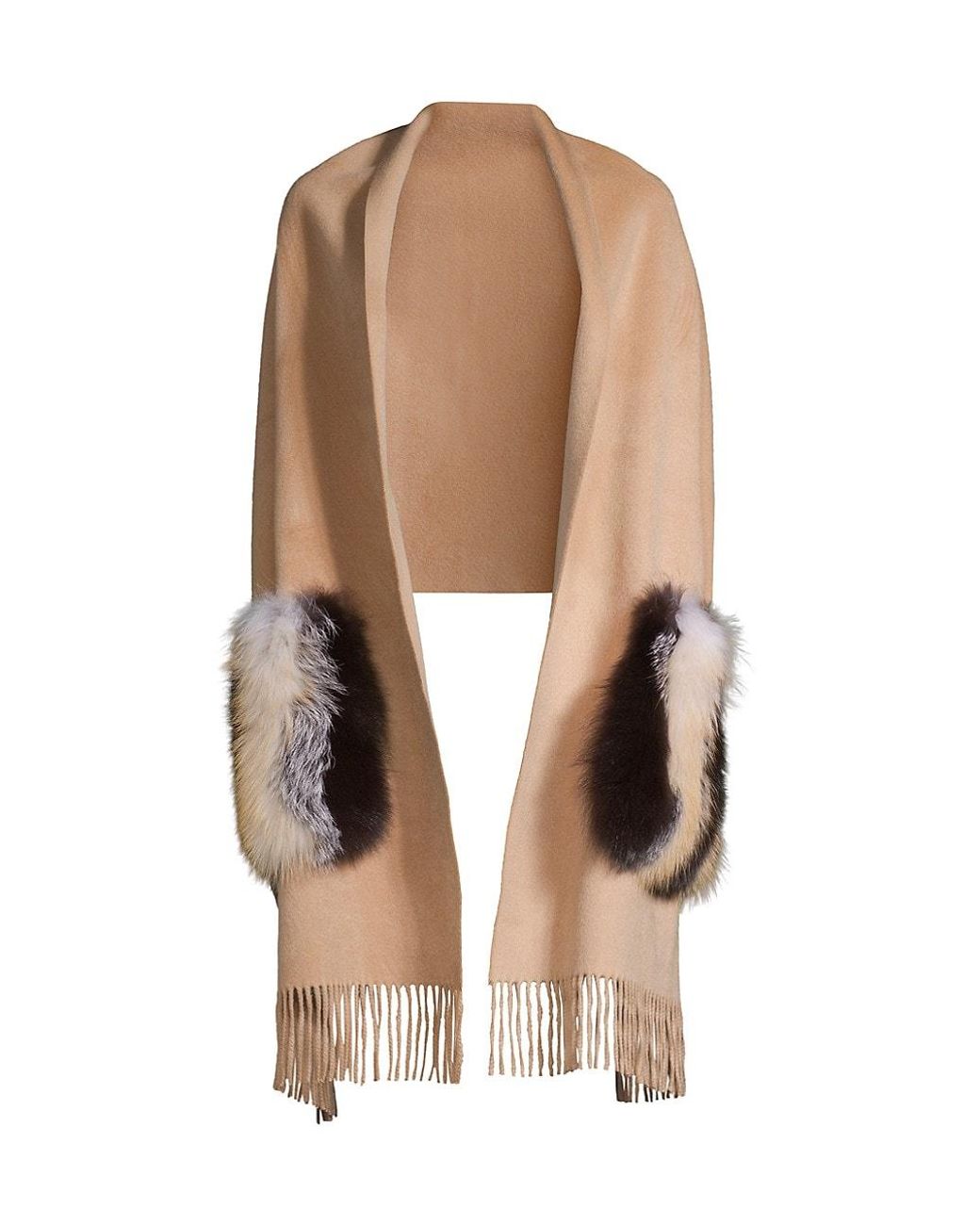 Lafayette 148 New York Fox Fur Pocket Cashmere-blend Shawl | Lyst