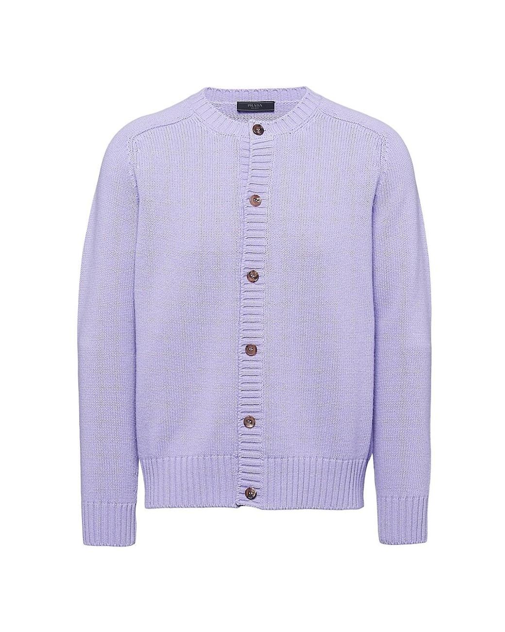 Prada Wool And Cashmere Cardigan in Purple for Men | Lyst