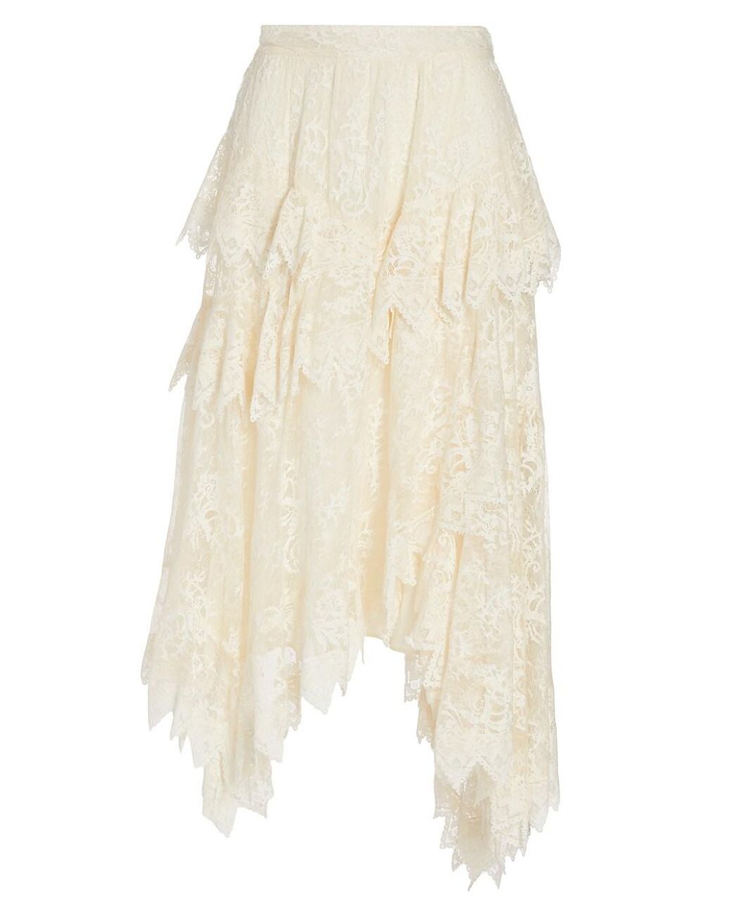 Zimmermann Lace Asymmetric Midi-skirt in Cream (Natural) | Lyst