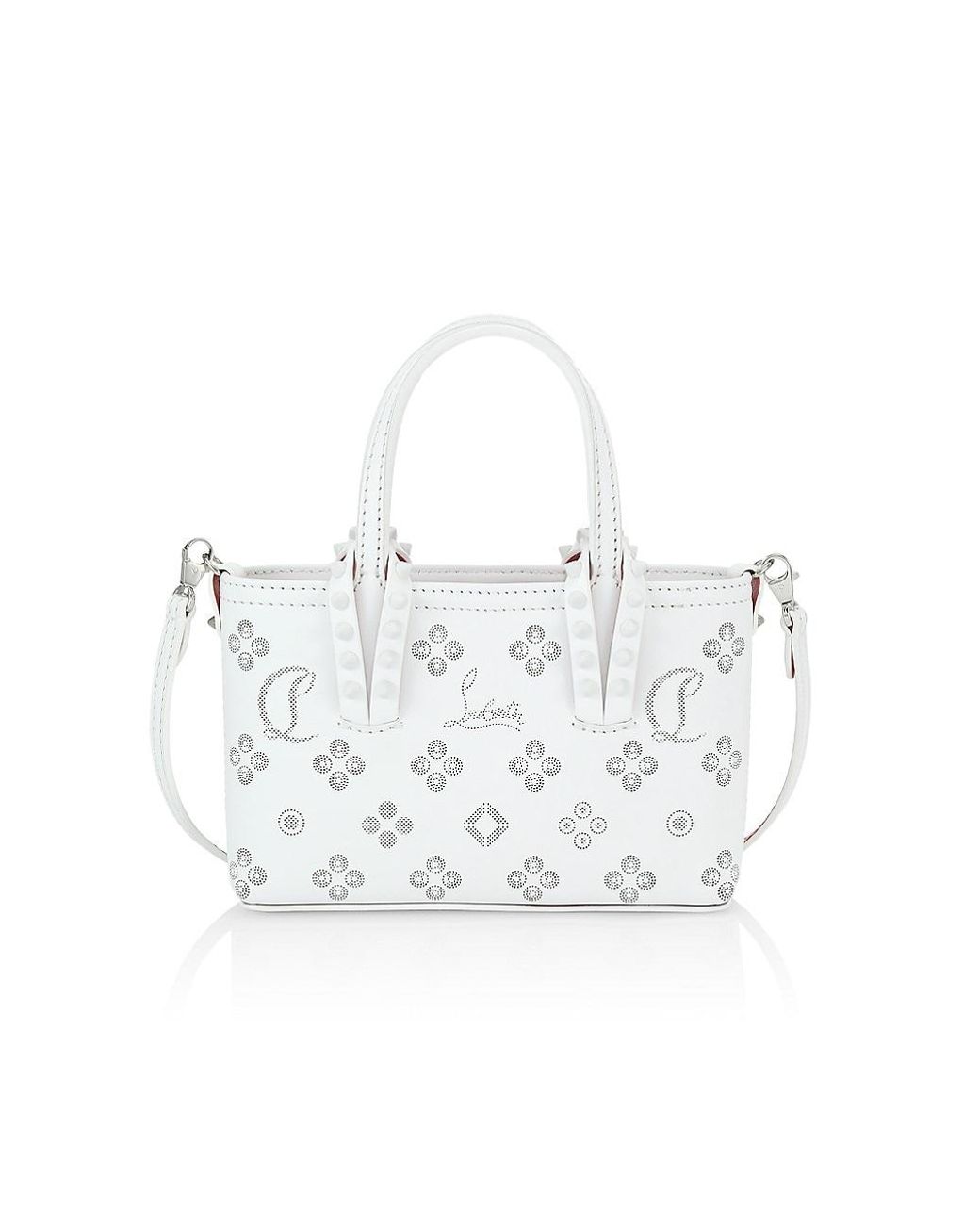 Christian Louboutin Cabata Perforated Leather Tote in White | Lyst