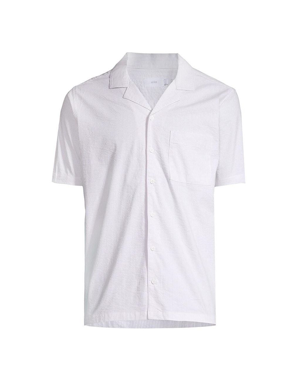 Onia Cotton Seersucker Camp Shirt in Stone (White) for Men | Lyst