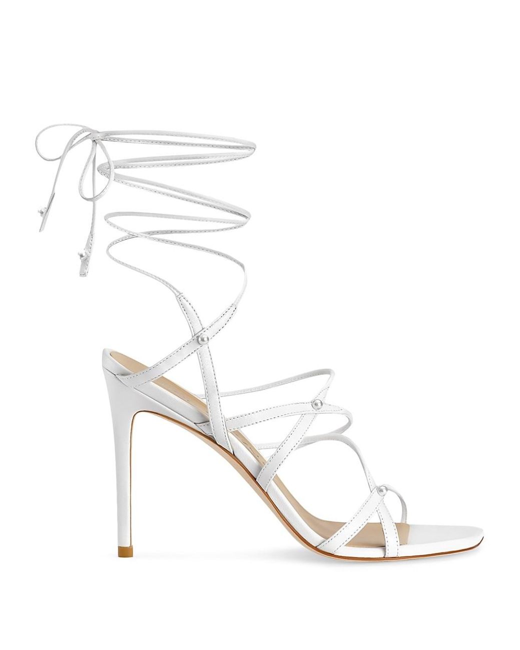 Stuart Weitzman Astrid Laceup Leather Sandals in White Lyst