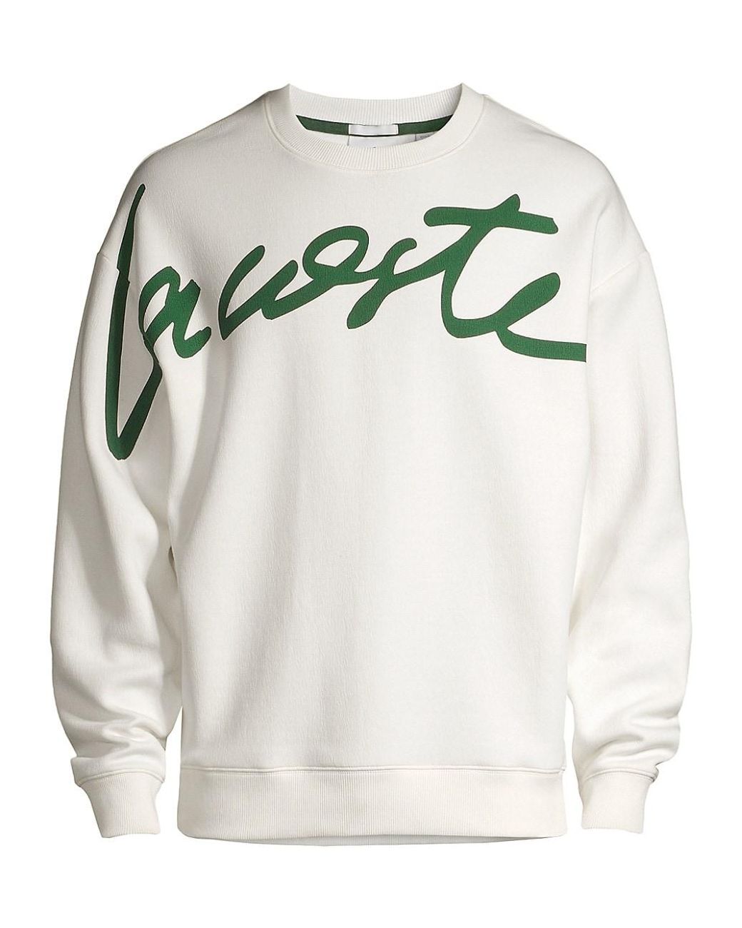 Lacoste L!ve New Script Logo Sweatshirt in White for Men | Lyst