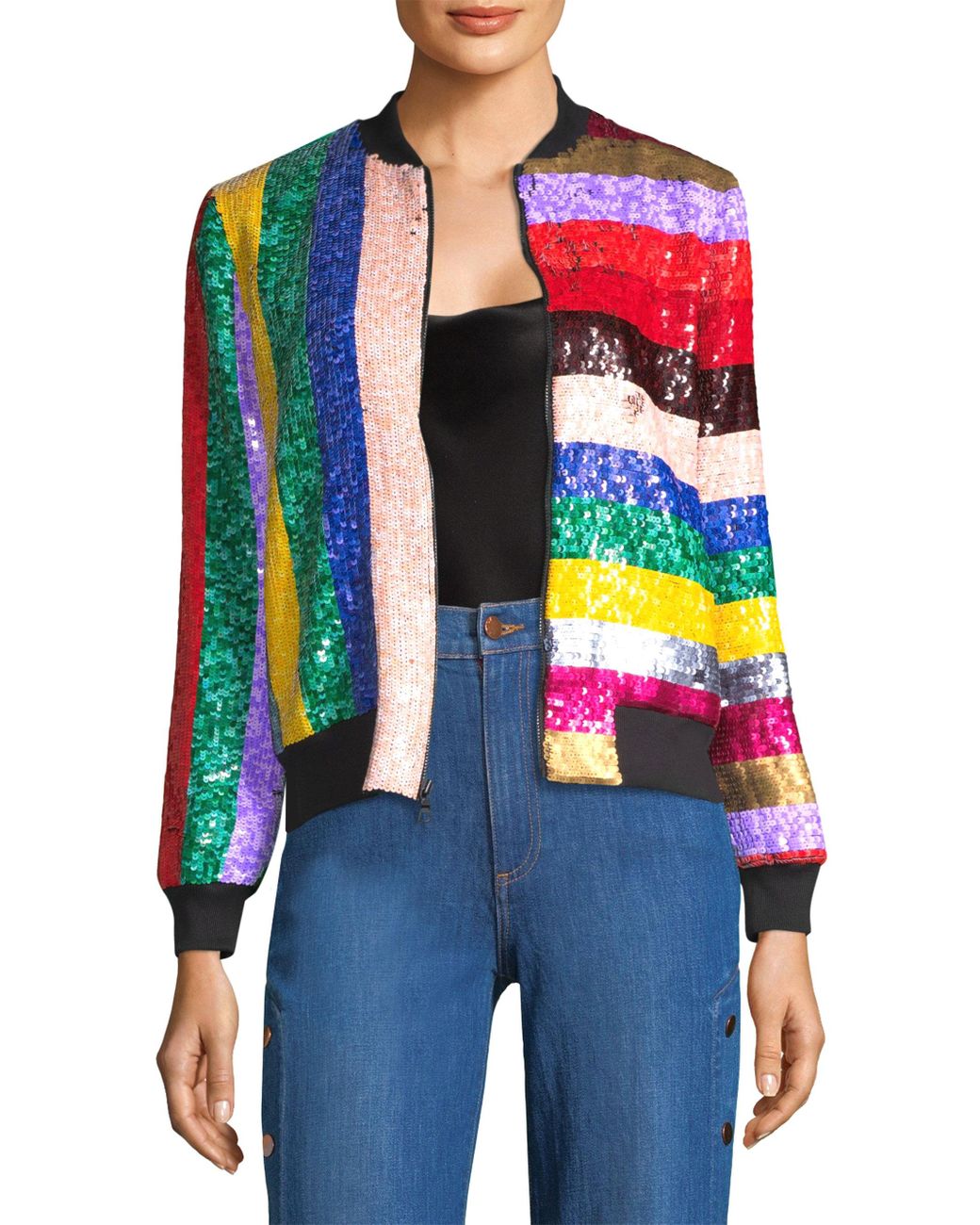 Olivia Cotton Lonnie Sequin Bomber 