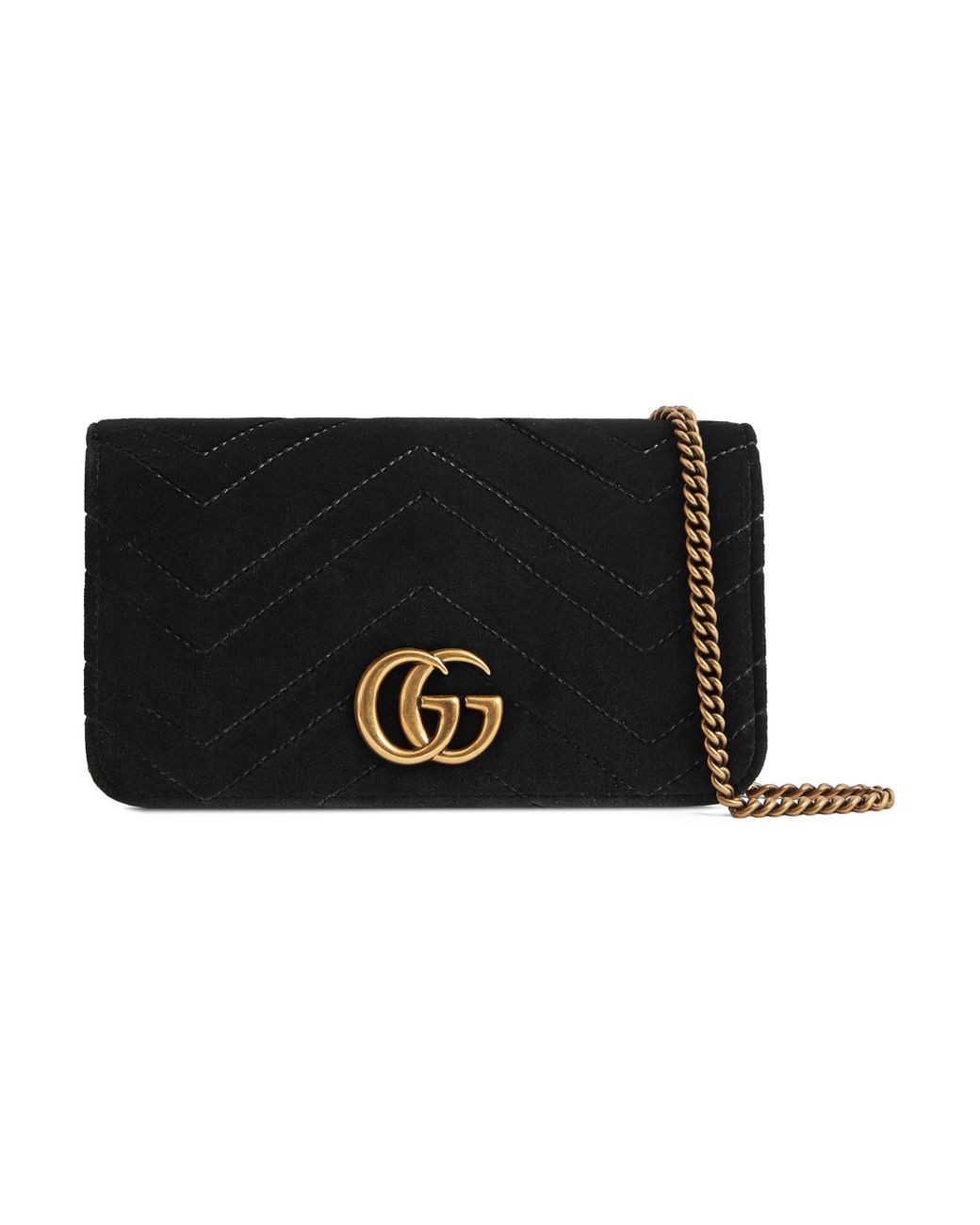 Fendi Velvet Wallet on Chain in Black