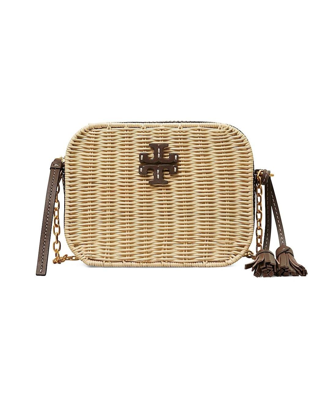Tory Burch Mcgraw Leather & Rattan Camera Bag in Natural - Lyst
