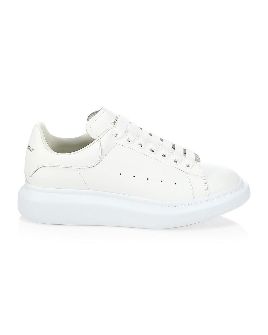 Alexander McQueen Oversized Leather Platform Sneakers in White/ White ...