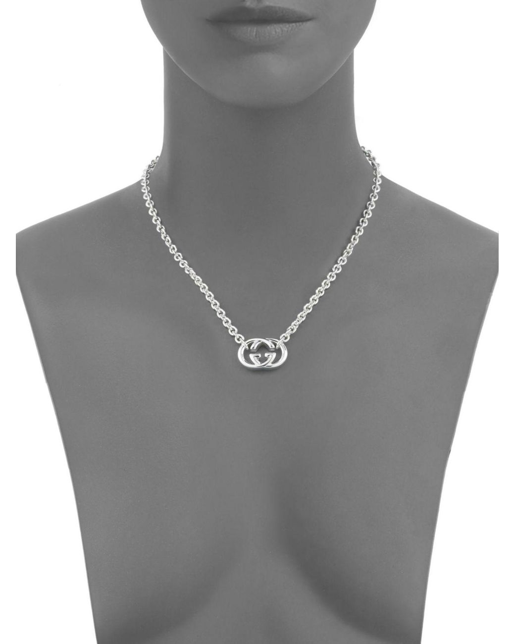 Gucci Double G Sterling Silver Necklace in Metallic | Lyst