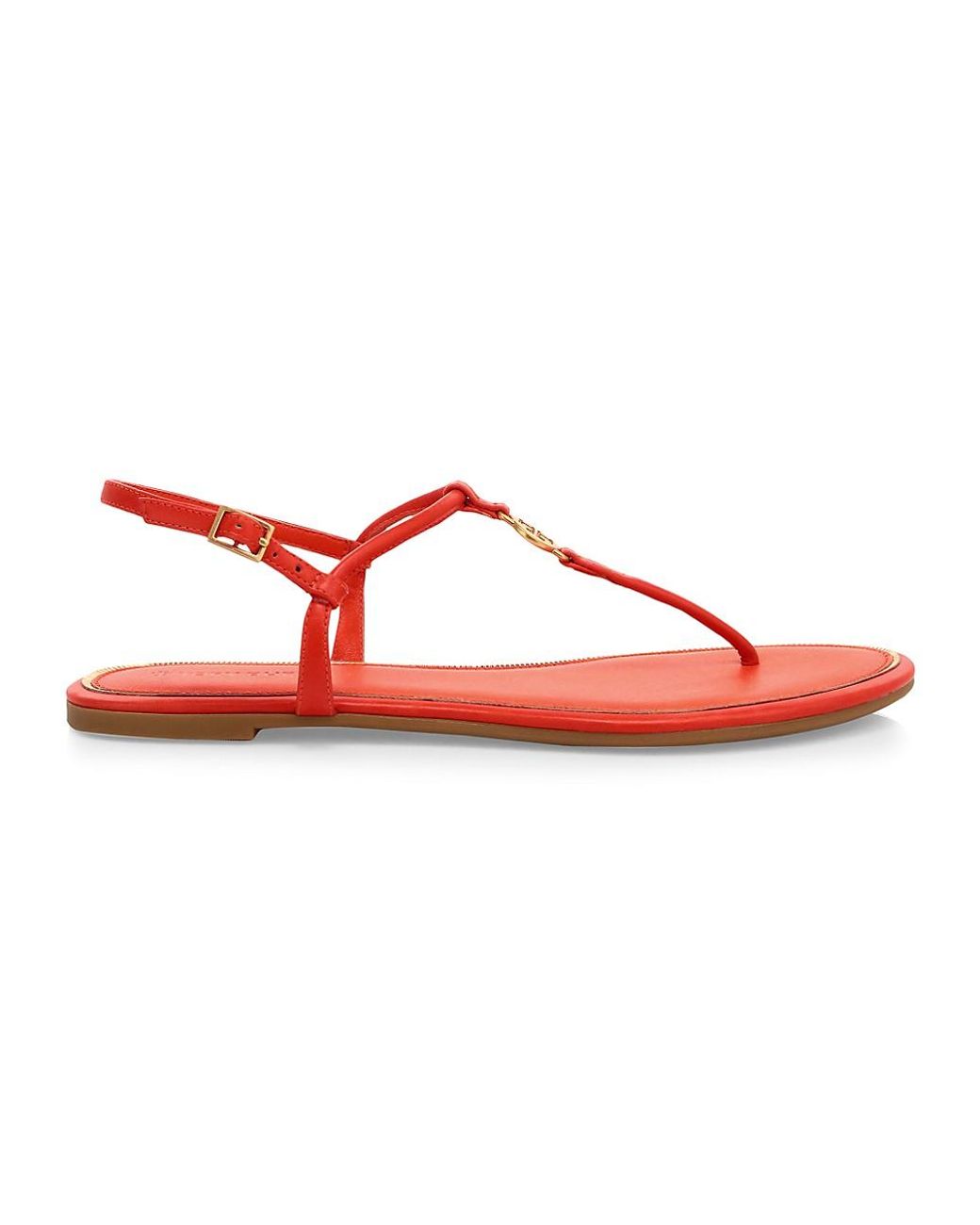 Tory Burch Emmy Leather Thong Sandals in Orange (Red) | Lyst