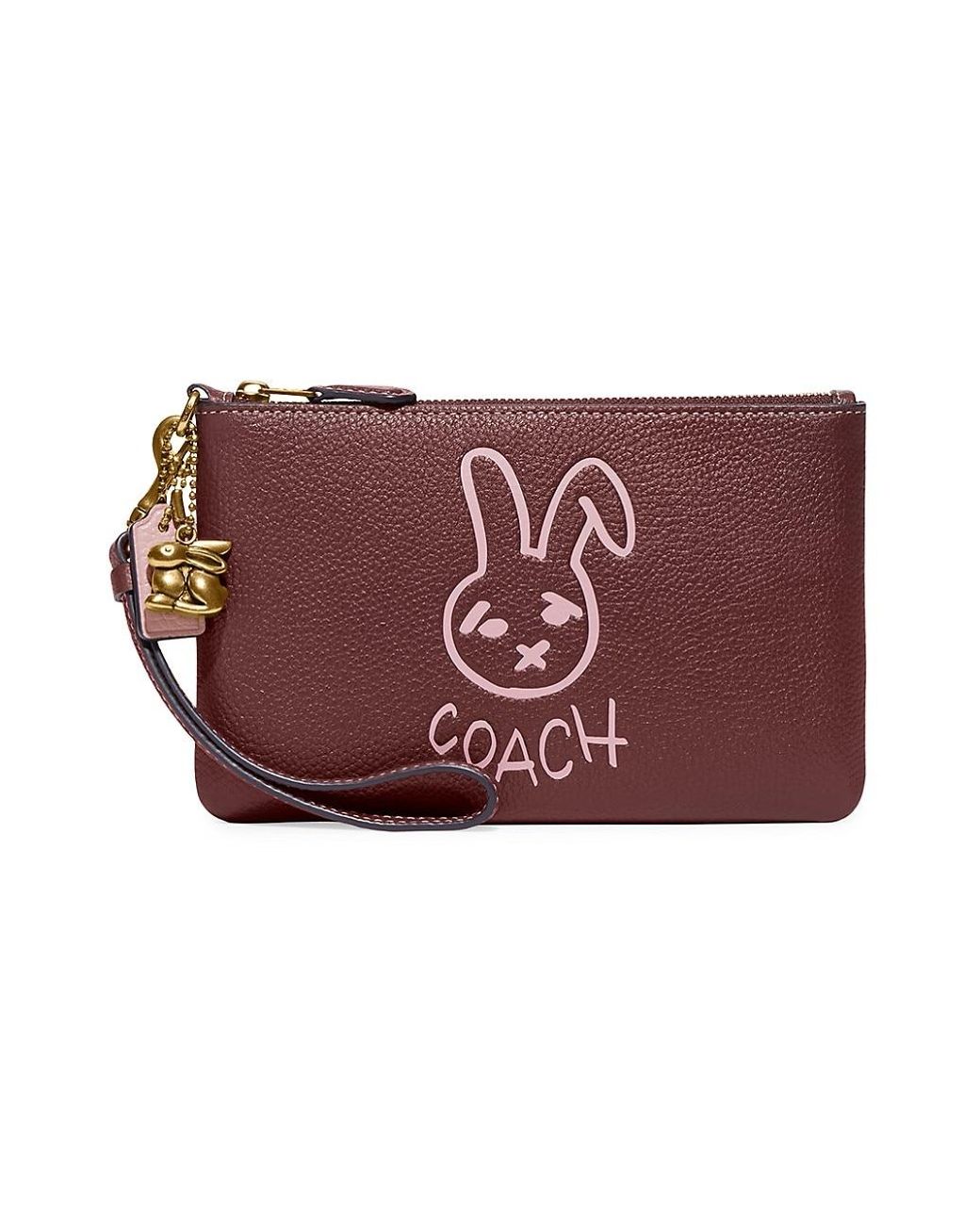 COACH Leather Bunny Graphic Wristlet in Purple Lyst