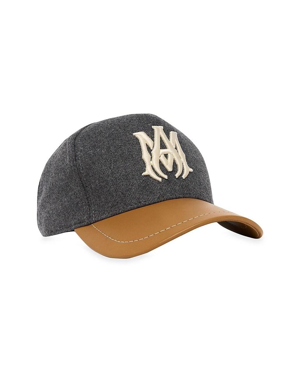 Amiri Wool & Leather Logo Baseball Hat in Grey (Gray) for Men Lyst