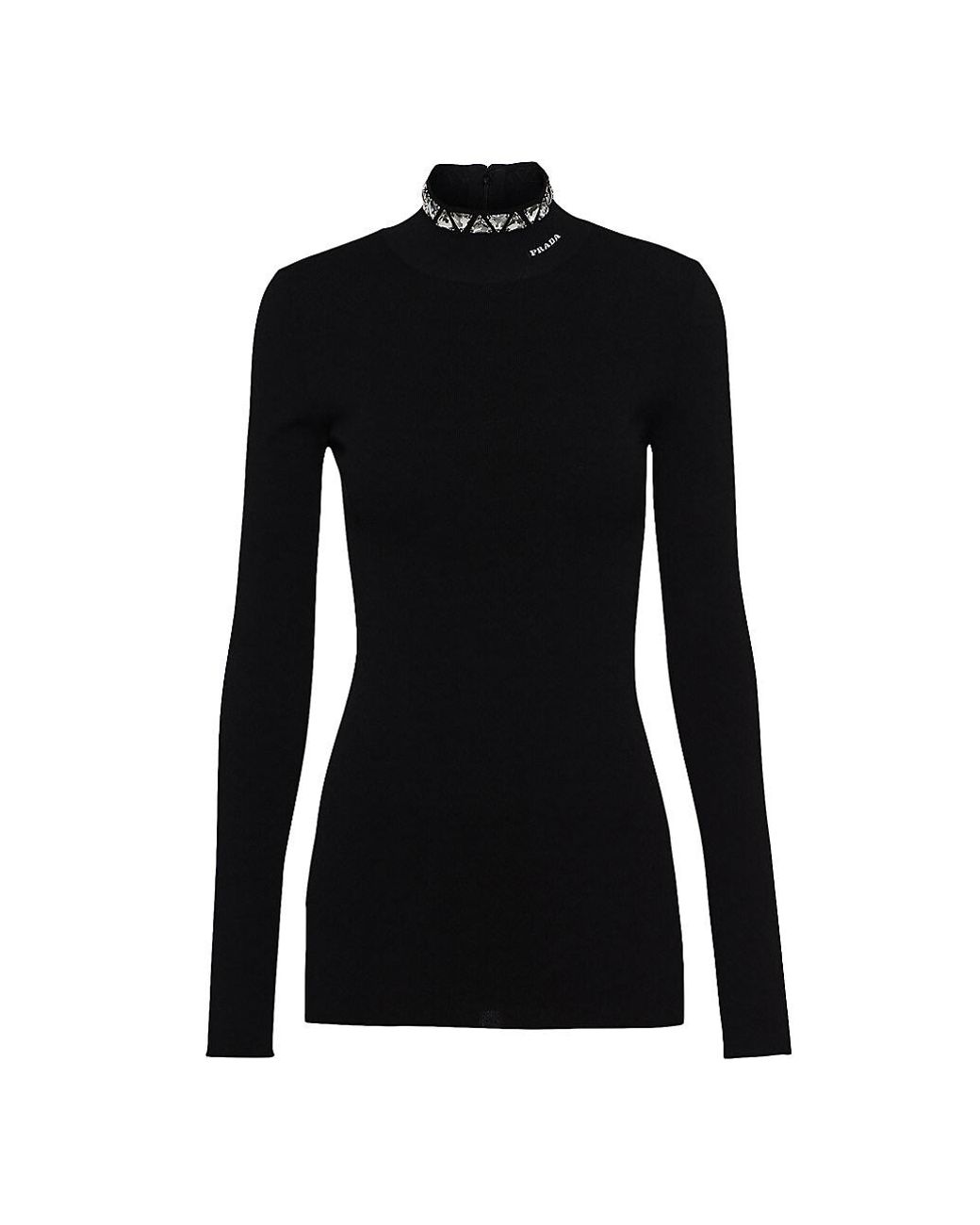 Prada Mock-neck Viscose Sweater in Black | Lyst