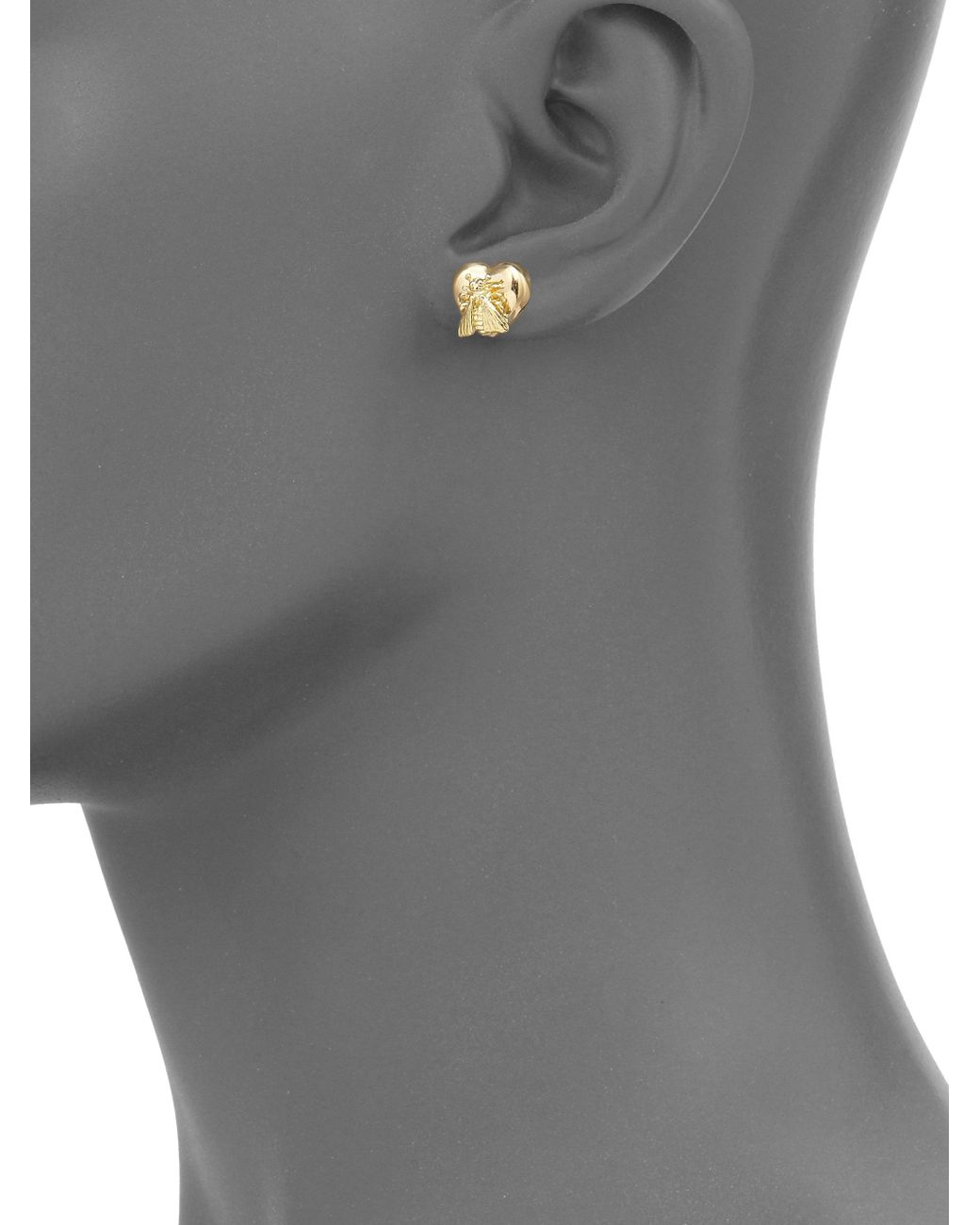 Gucci 18k Yellow Gold Bee Heart Stud 