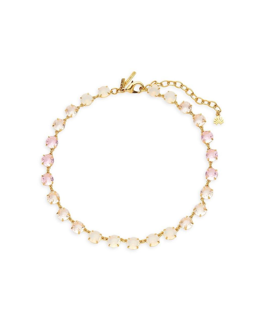 Lele Sadoughi Candy 14k-gold-plated & Glass Crystal Necklace in White ...