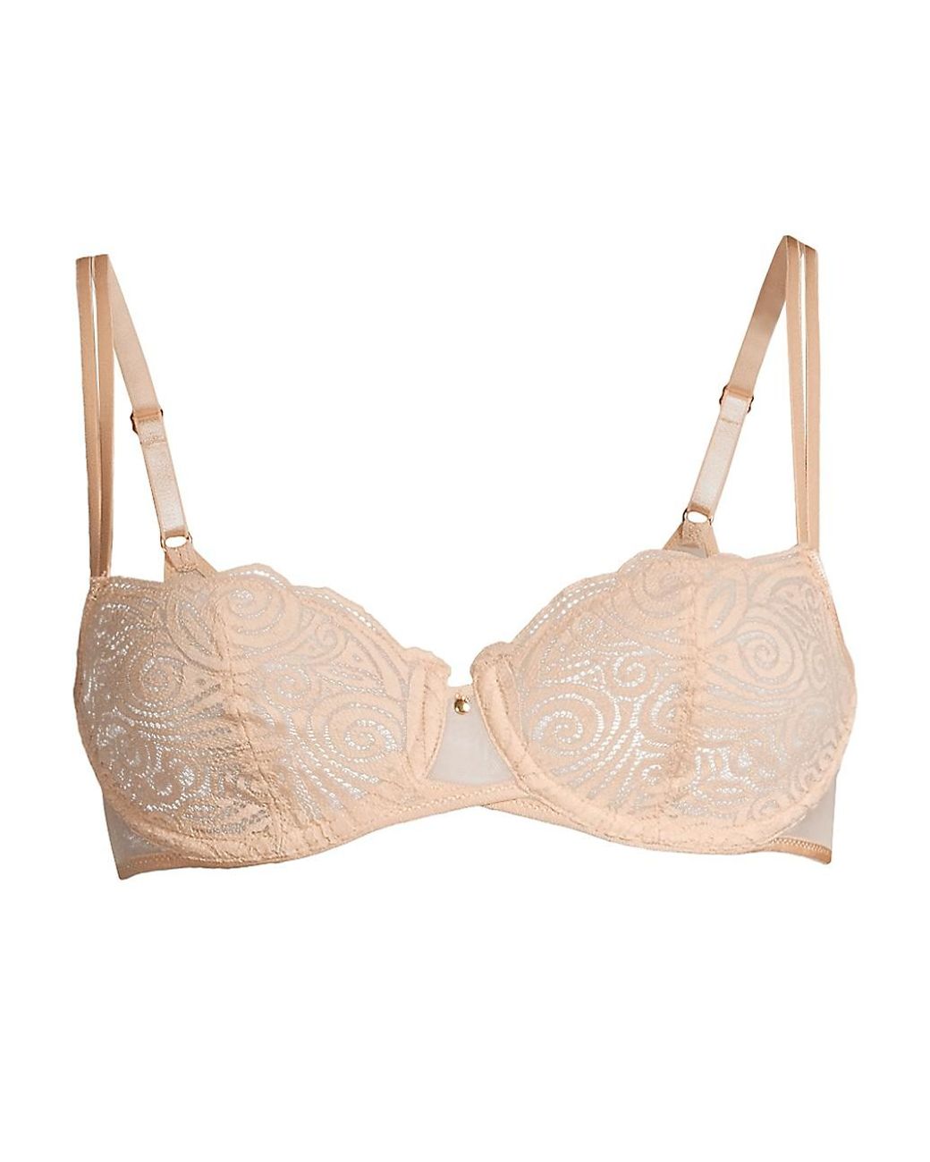 Chantelle Synthetic Pyramide Lace Demi Unlined Bra in Nude Blush (Brown