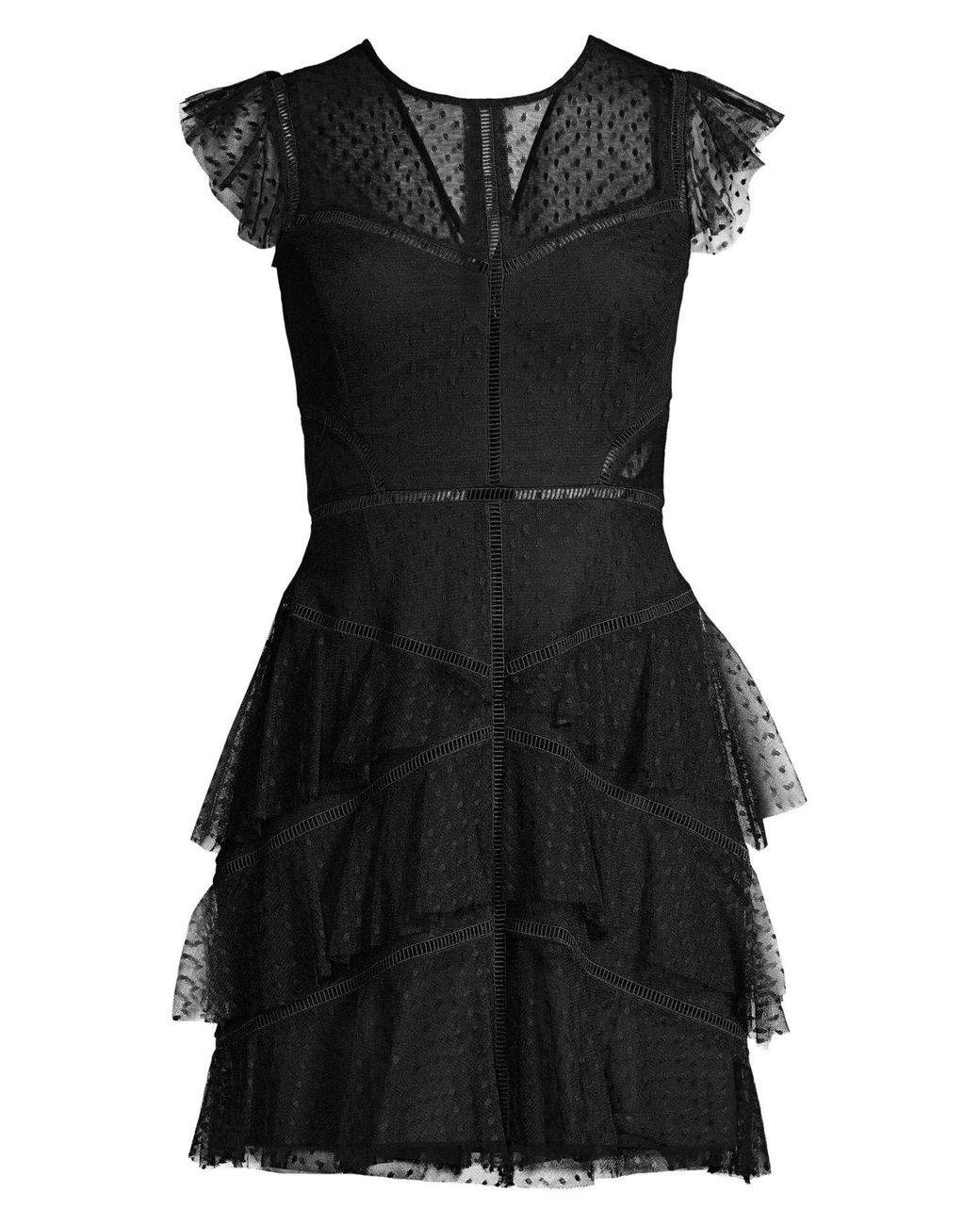 BCBGMAXAZRIA Tiered Tulle A-line Mini Dress in Black | Lyst