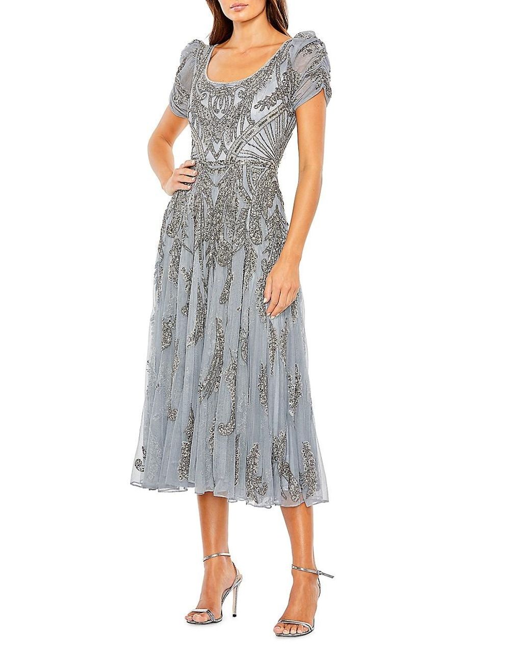 Mac Duggal Embellished Short-sleeve Dress in Blue | Lyst