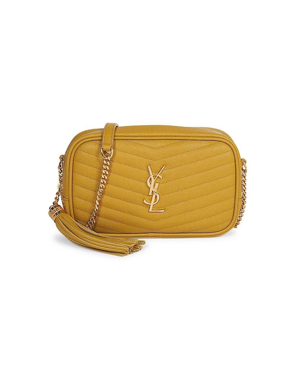Saint Laurent Mini Lou Matelassé Leather Camera Bag in Yellow Lyst