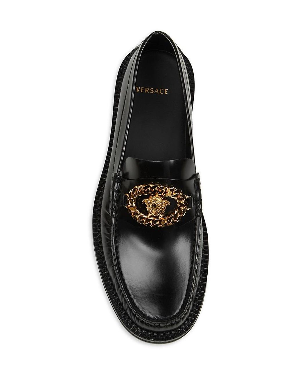 Versace Medusa Matte Leather Loafers in Black Gold (Black) for Men | Lyst