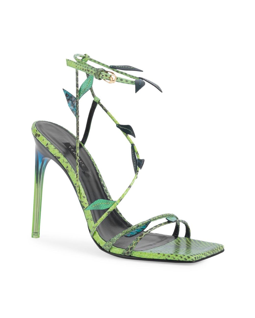 Versace Leaf Python-embossed Leather Sandals in Green | Lyst