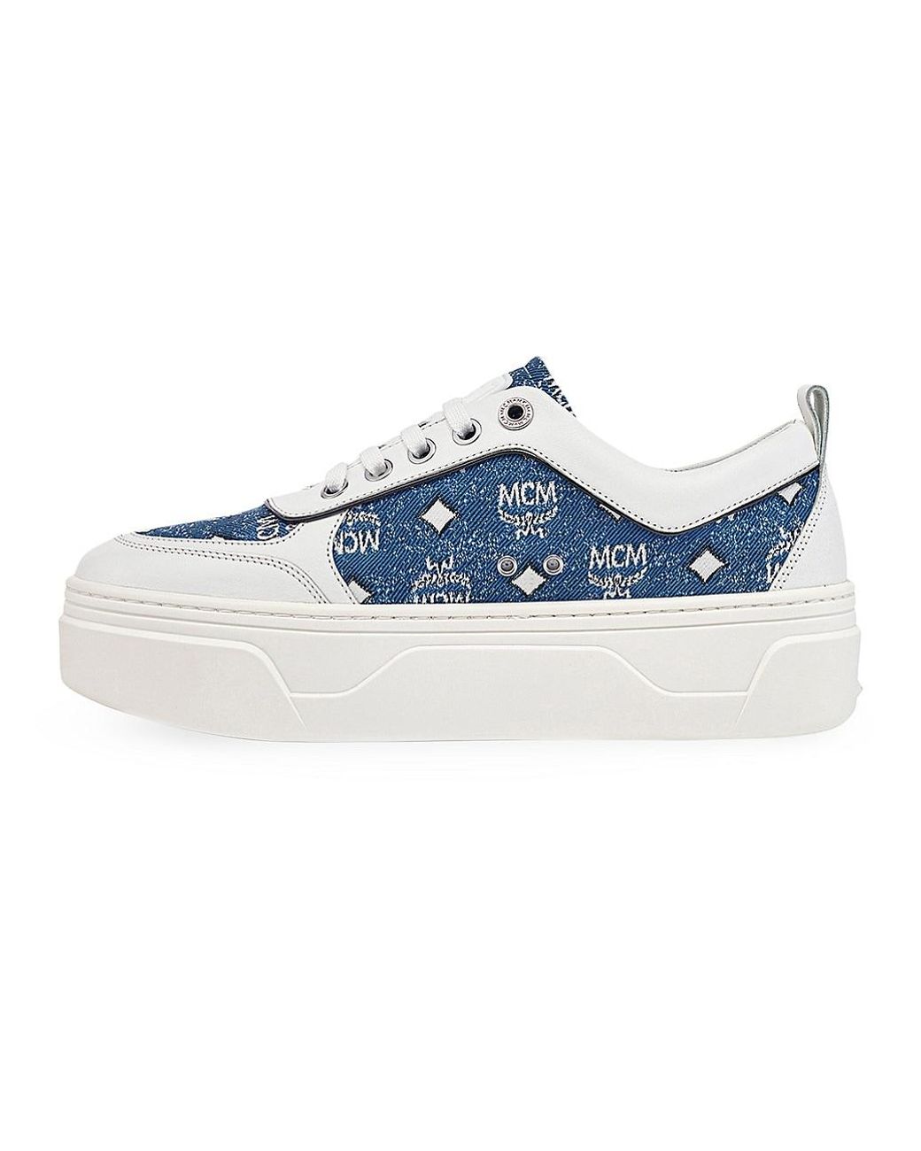 MCM Skyward Denim Platform Sneakers in Blue | Lyst