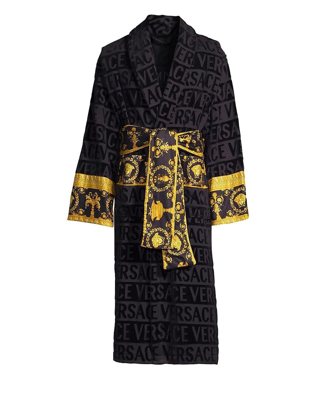 versace embroidered logo baroque bathrobe