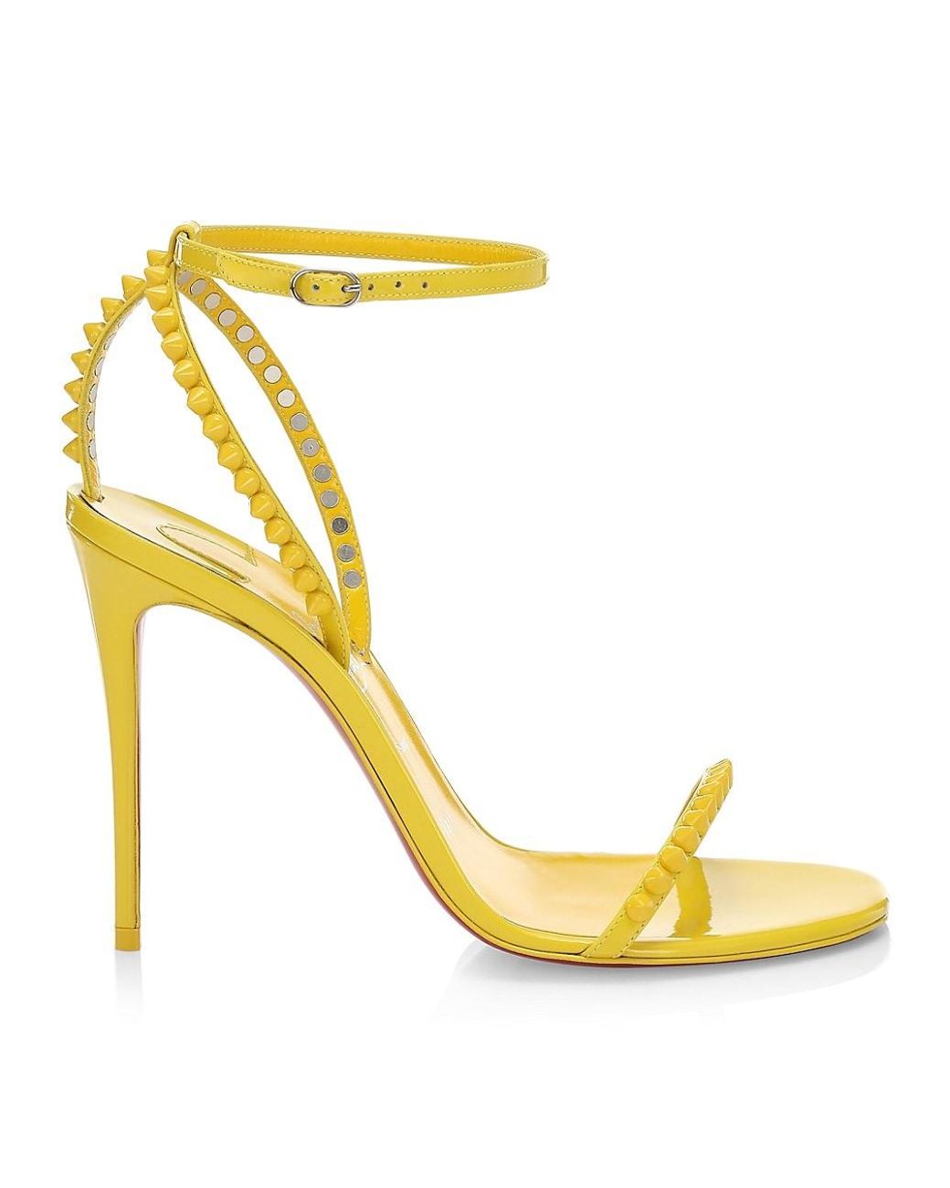 Christian Louboutin So Me Spike 100 Patent Leather Sandals in Metallic ...