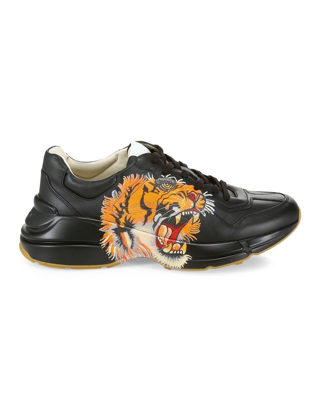 rhyton leather sneaker with tiger