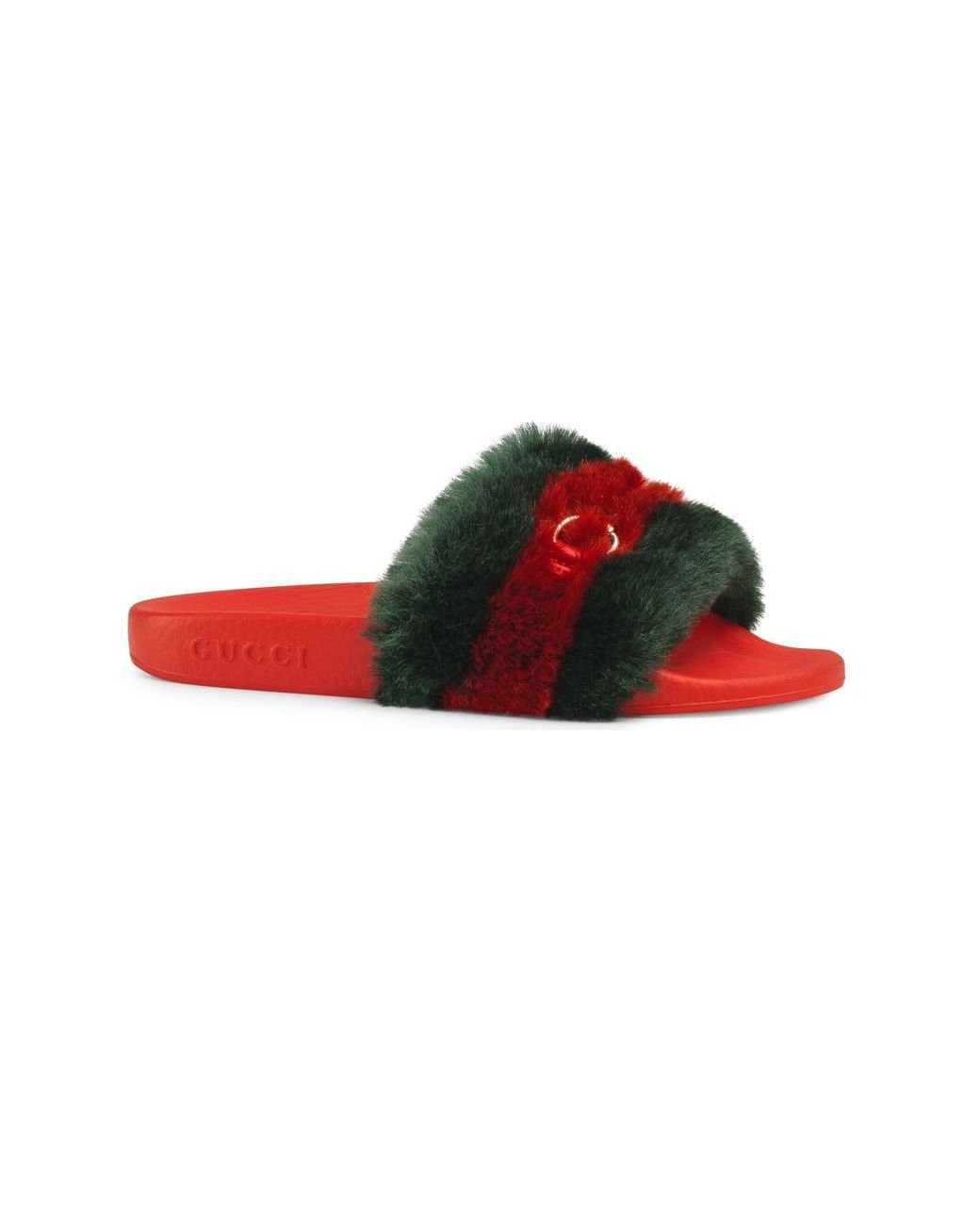 lancering Uitsluiten extract Gucci Girl's Pursuit Faux Fur Slide Sandals - Red | Lyst