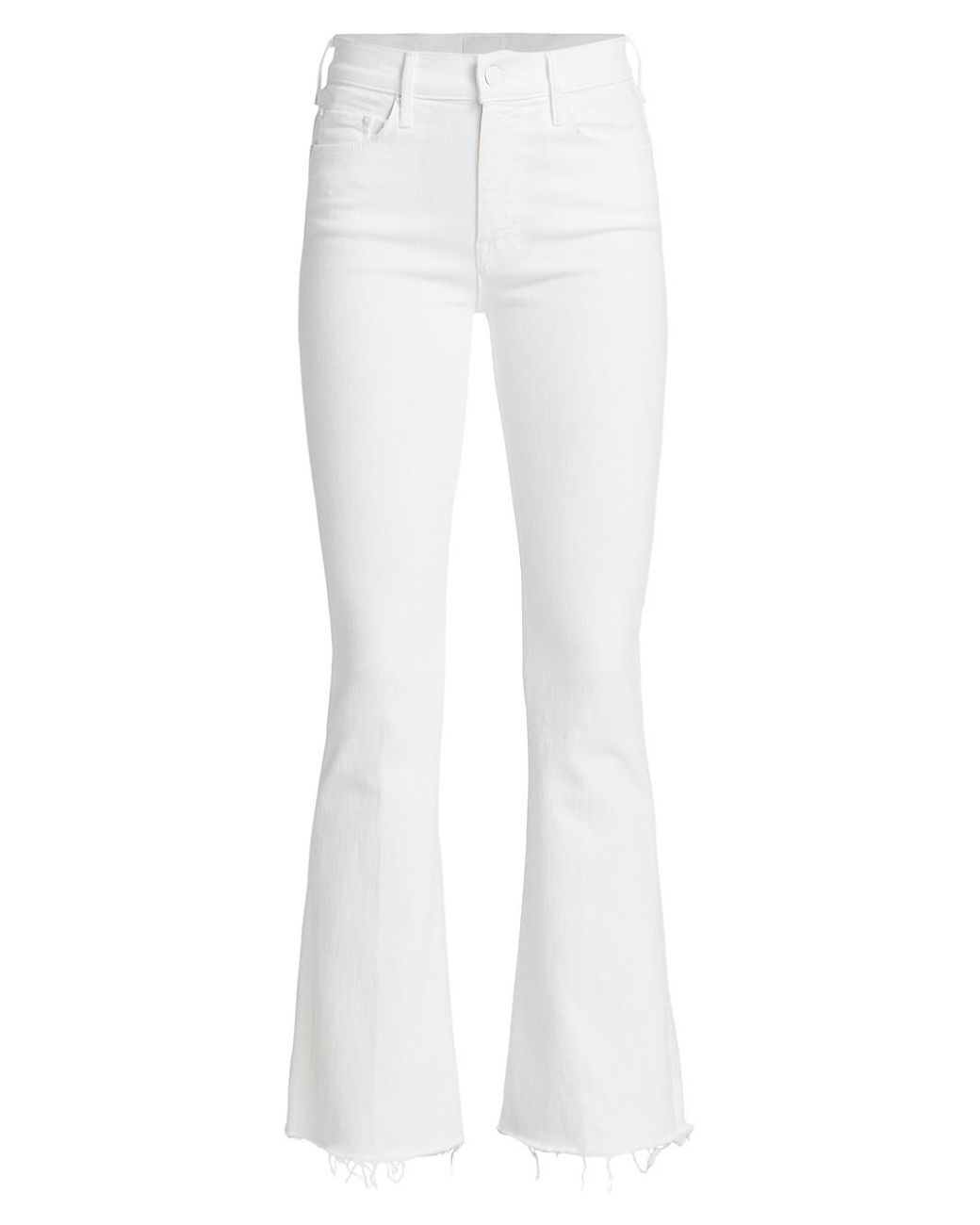 Mother Denim The Weekender Mid-rise Flare Fray Hem Jeans in White - Lyst