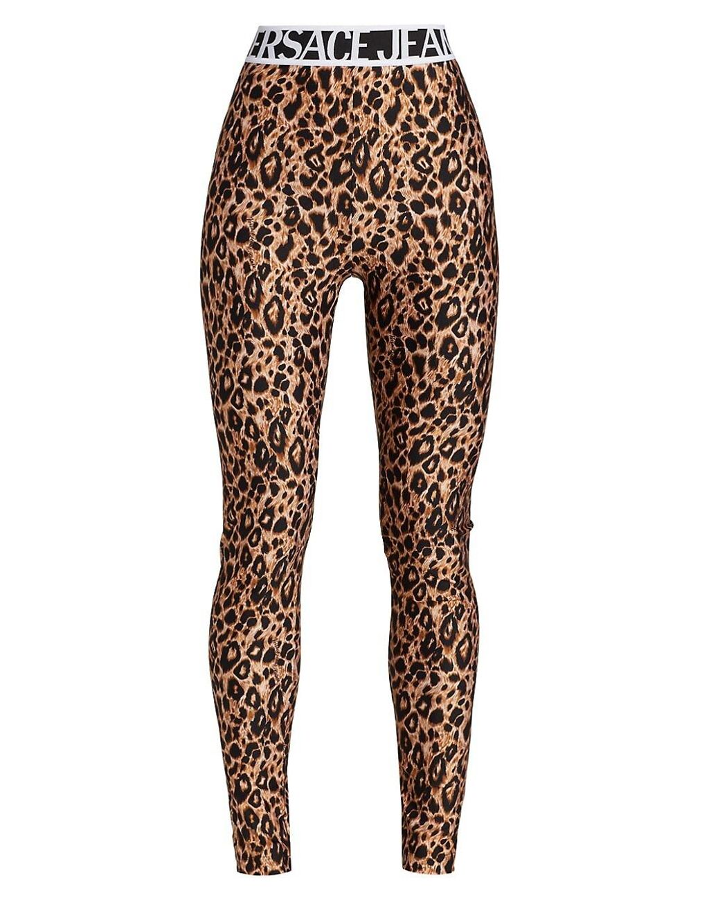 Versace Jeans Couture Logo Band Leopard-print Leggings | Lyst