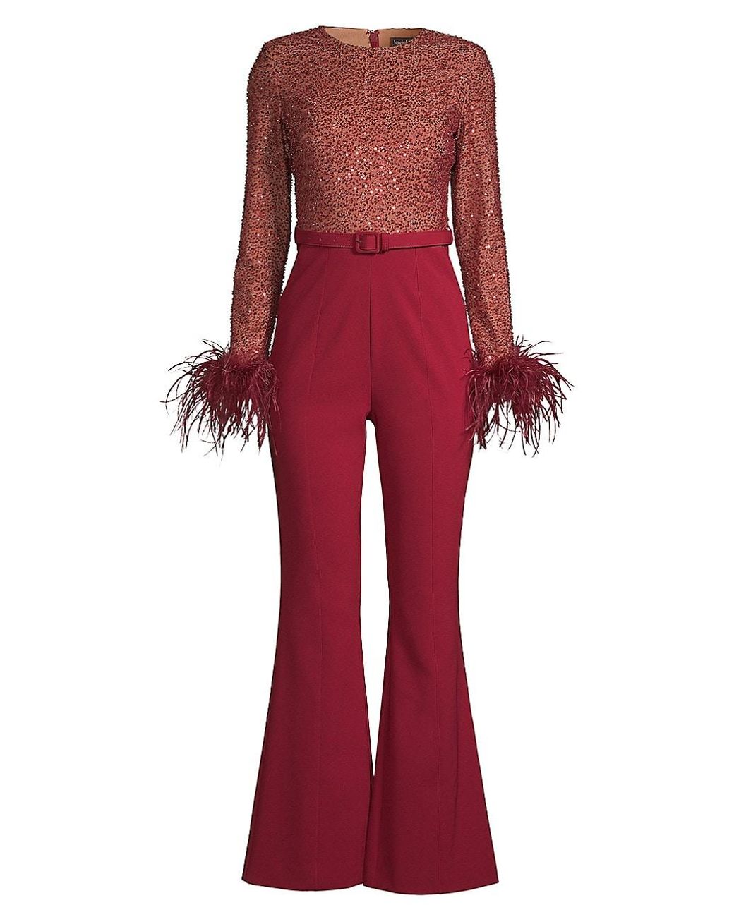 Lavish Alice Sequined Velvet Jumpsuit in Red Lyst