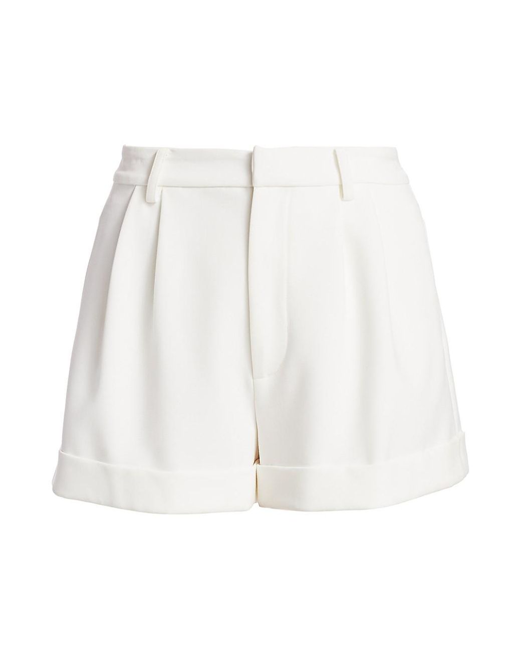 Alice + Olivia Conry Pleated Cuff Shorts in White | Lyst