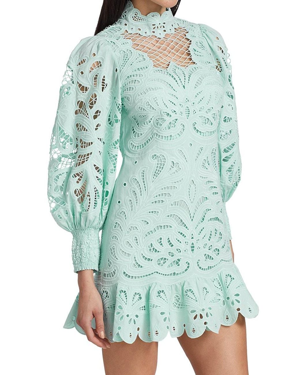 Olivia Yazmin Puff Sleeve Eyelet Lace 