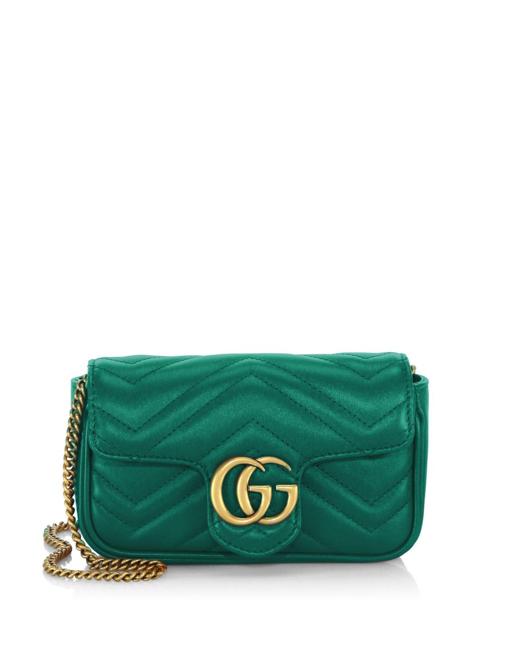 Authentic Gucci GG Marmont Matelassé Canvas CrossBody Camera Bag 447632  Green
