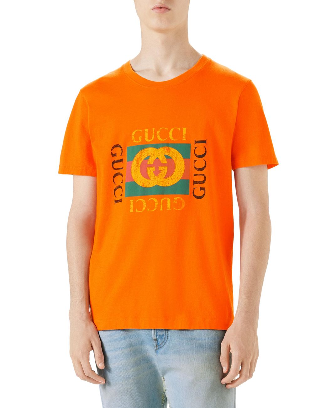 orange and black gucci shirt