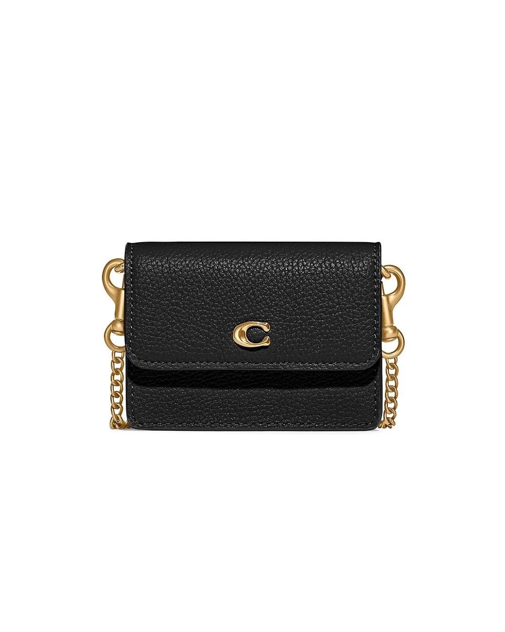 COACH Leather Half Flap Logo Card Caseonchain in Black Lyst