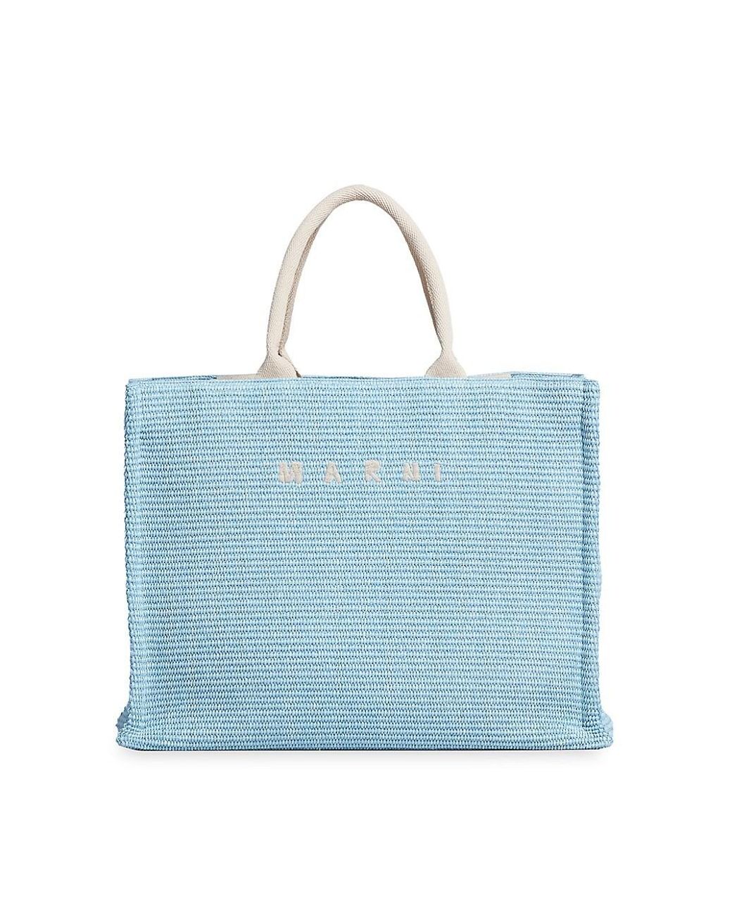 Marni Large Basket Woven Tote in Blue Lyst