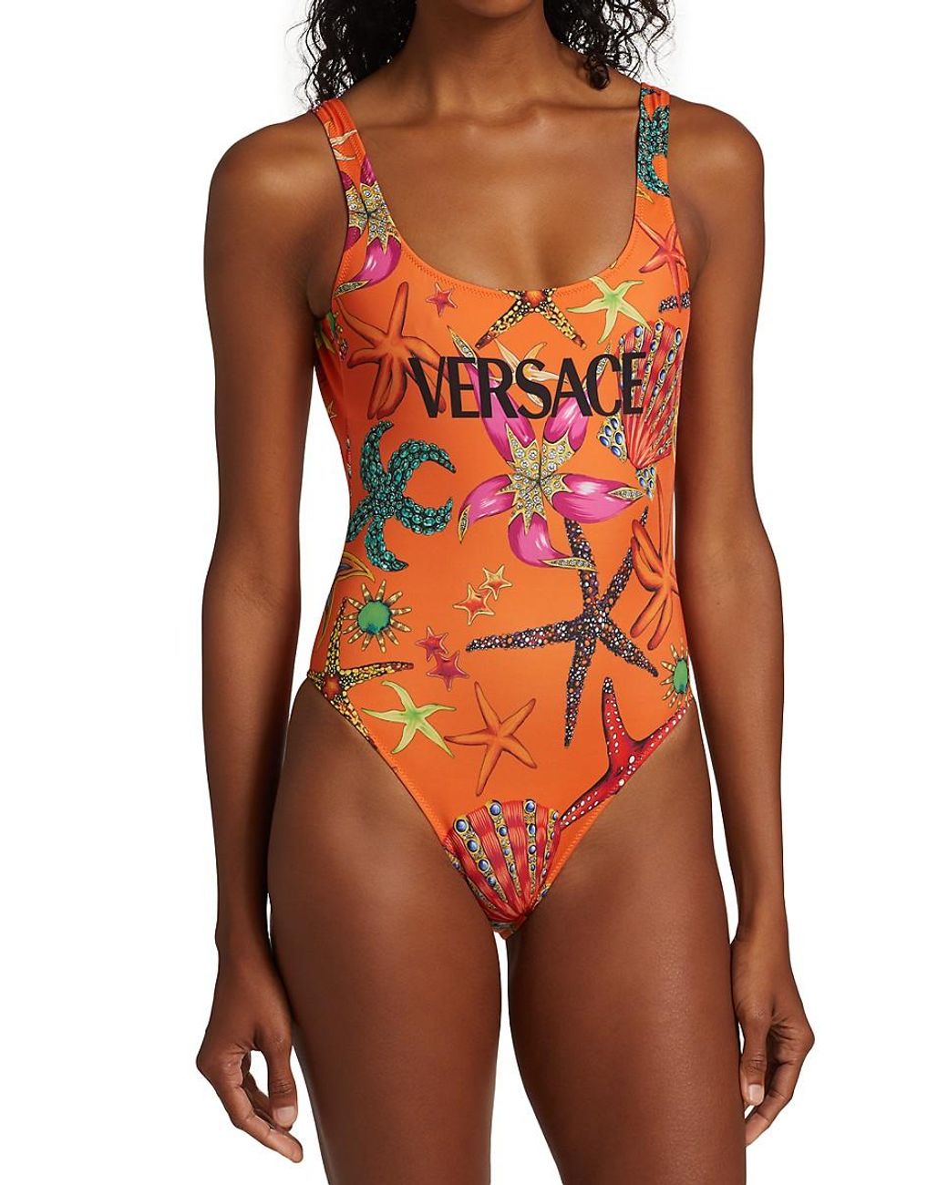 Versace Synthetic Tresor De La Mer One-piece Swimsuit in Orange | Lyst