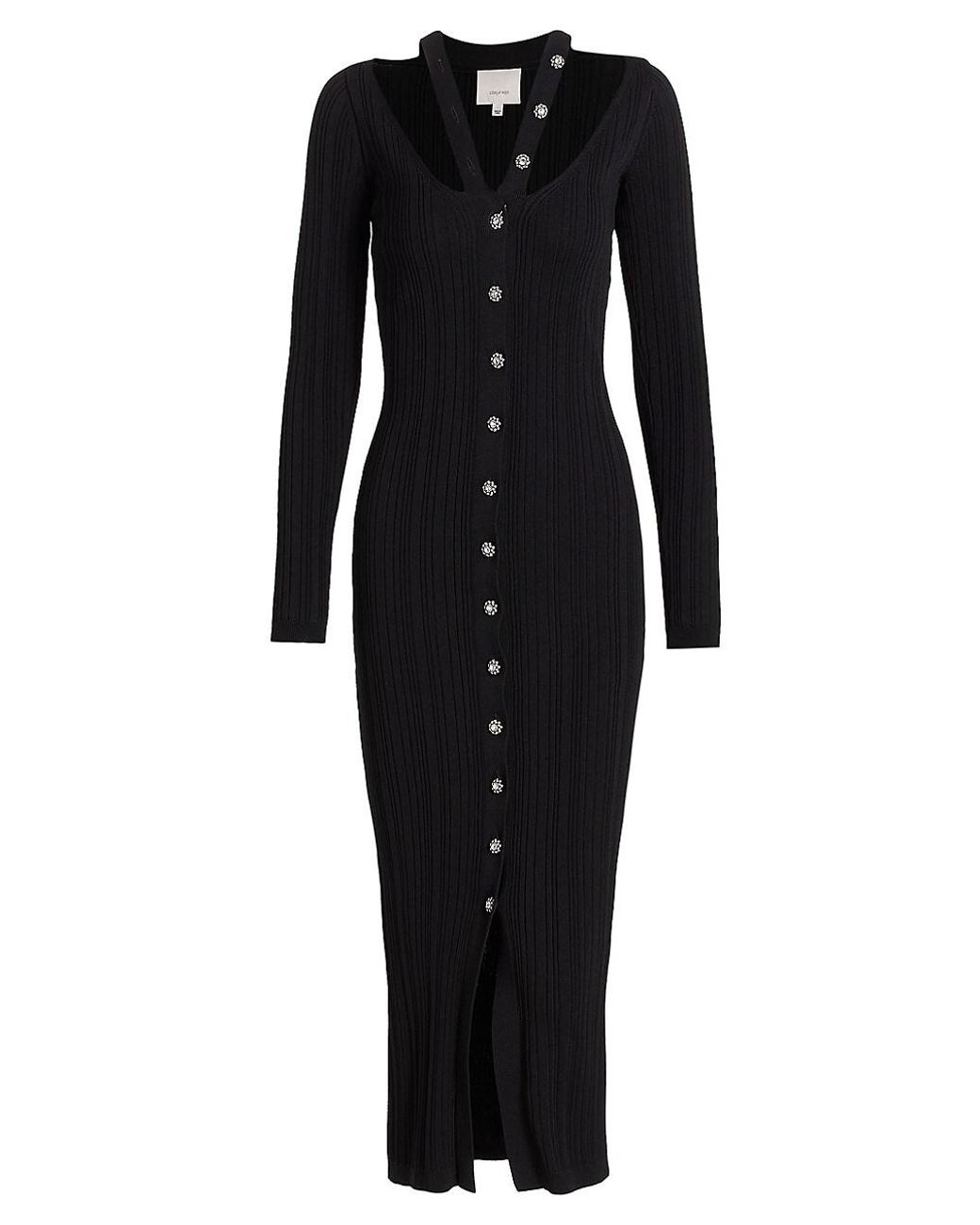 Cinq À Sept Synthetic Aaliyah Cardigan Mididress in Black Lyst