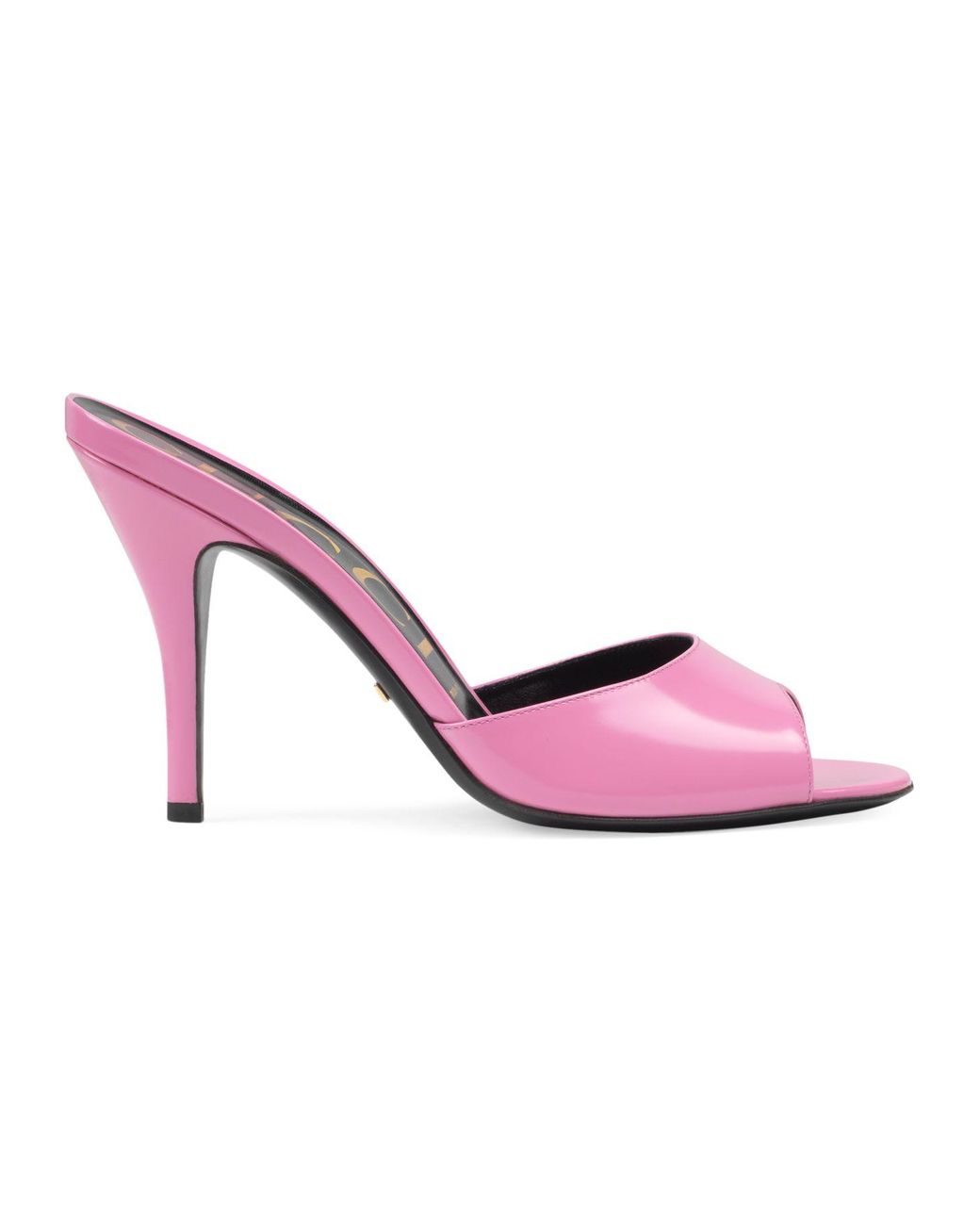 Gucci Leather Heeled Slide in Pink | Lyst