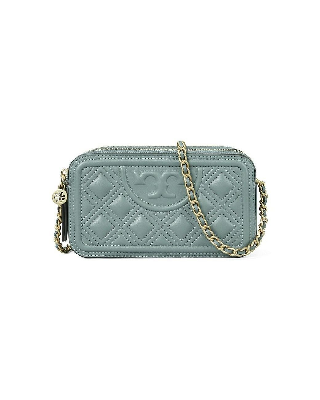 Tory Burch Fleming Quilted Leather Mini Shoulder Bag in Green