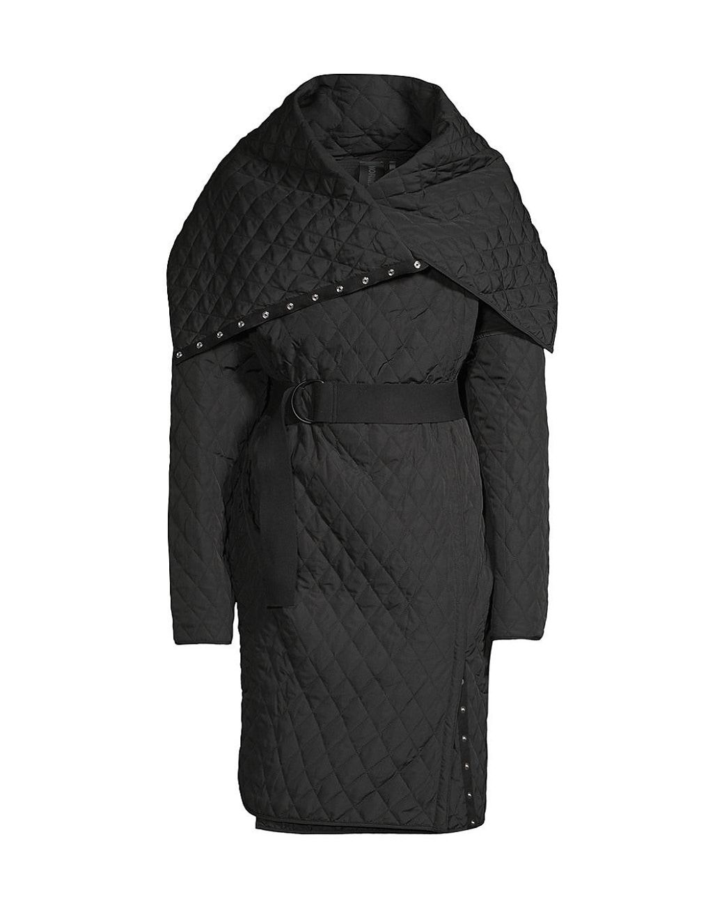 Norma Kamali Oversized Belted Quilted Coat in Black Lyst